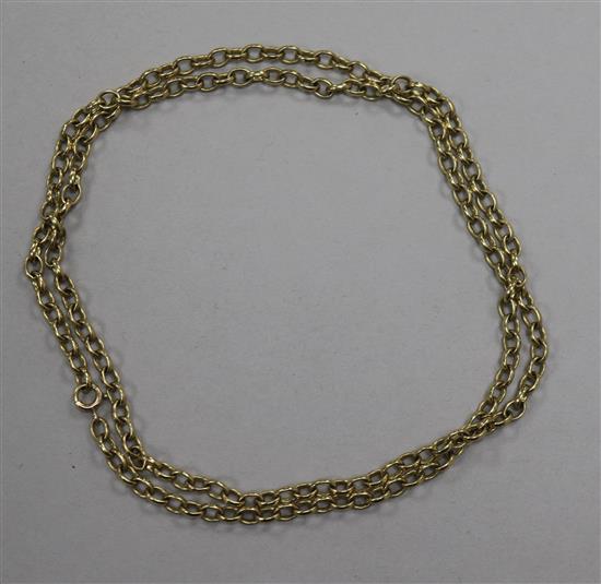 A 9ct gold belcher link chain, 69cm.
